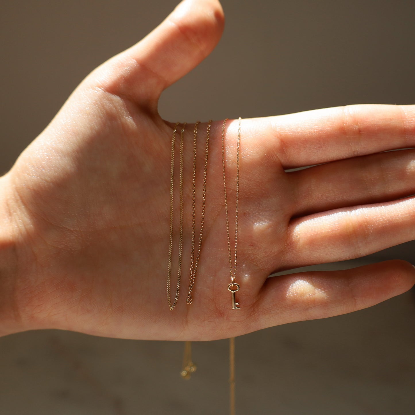 14K Solid Gold Key Necklace • B270