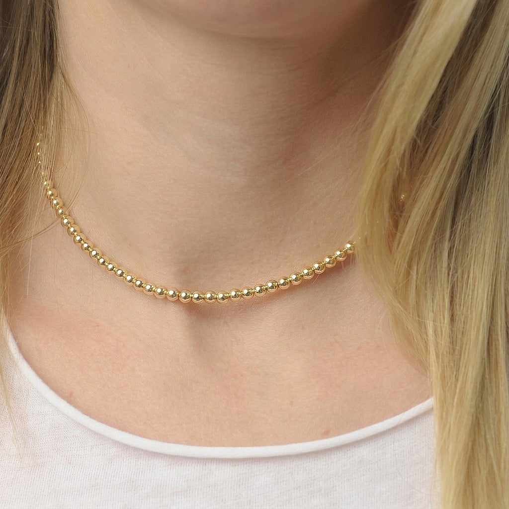 4mm Gold Beaded Necklace • B274