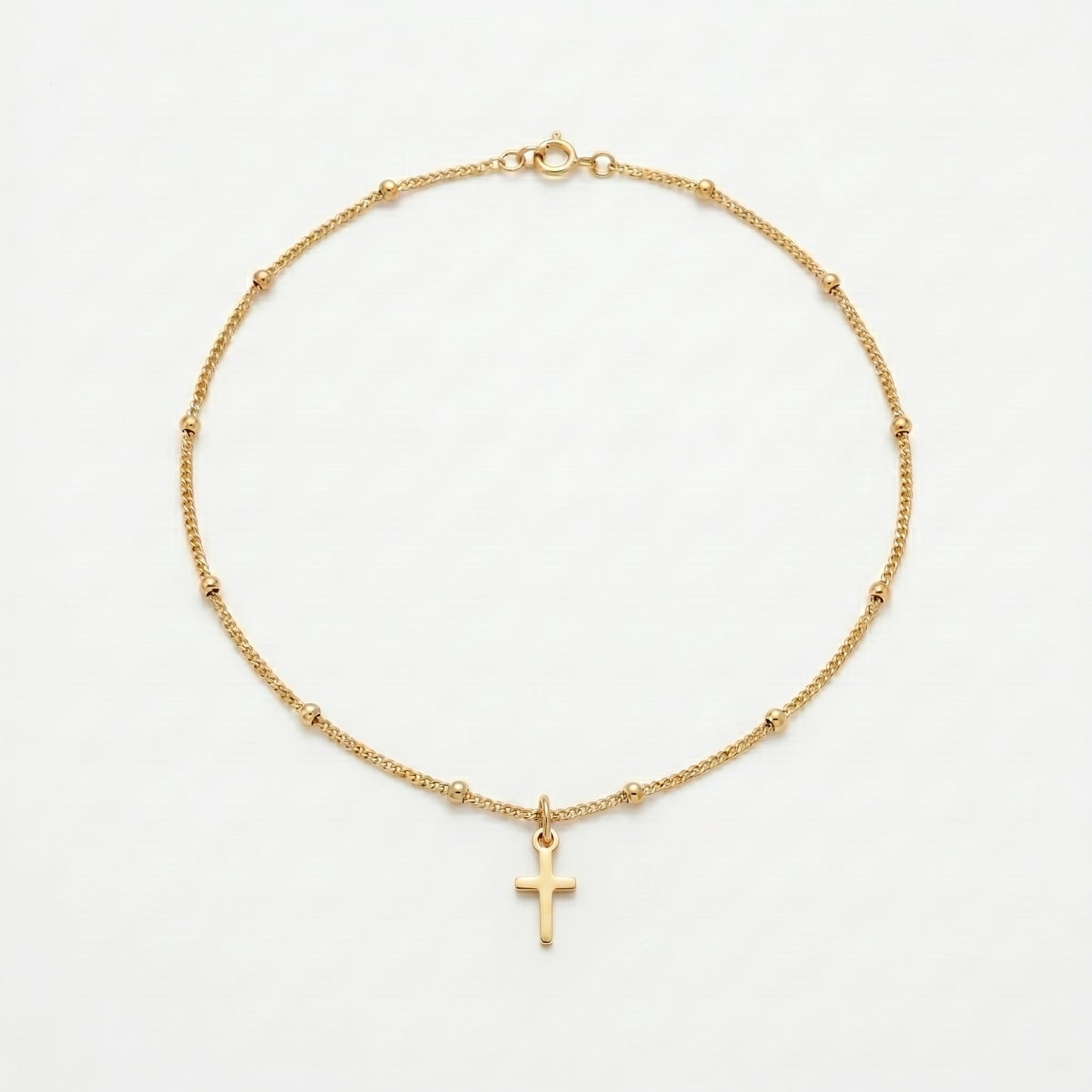 Gold Cross Satellite Anklet
