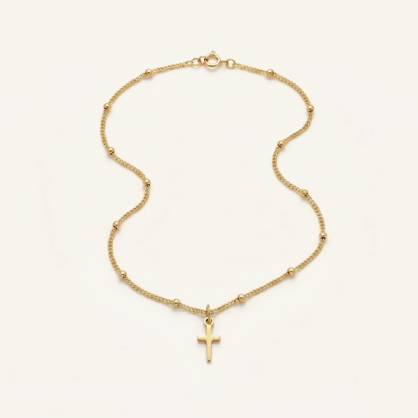 Gold Cross Satellite Anklet