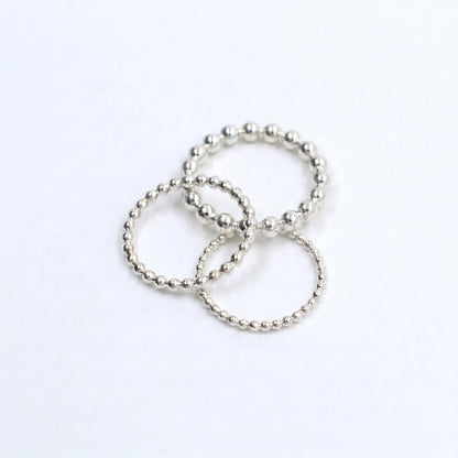 Stackable Silver Beaded Rings • B298