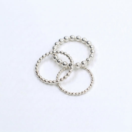 Stackable Silver Beaded Rings