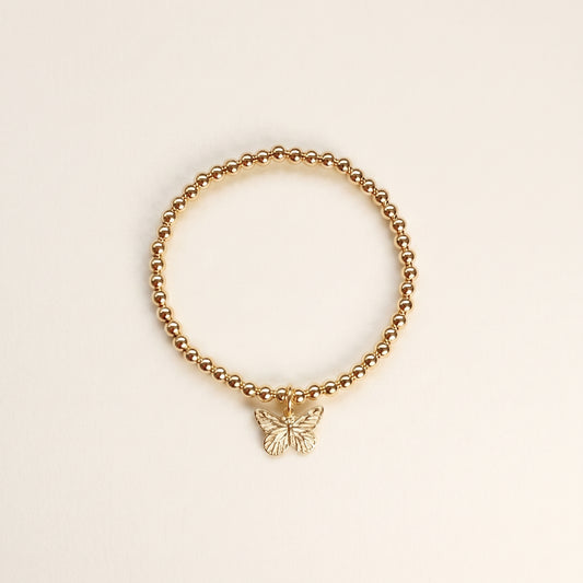 Gold Butterfly Beaded Bracelet