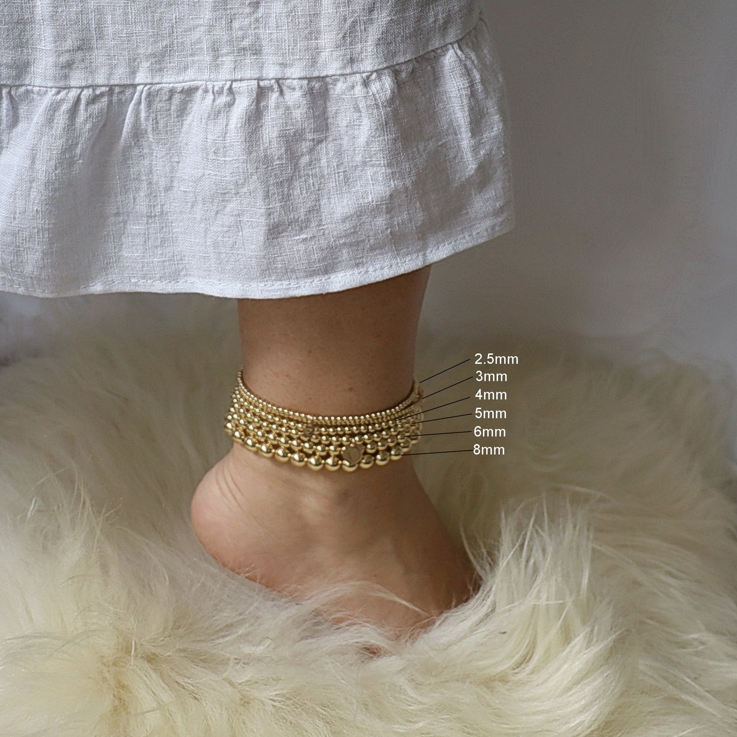 14K Gold Filled Beaded Anklet • Summer Beach Anklets • B326