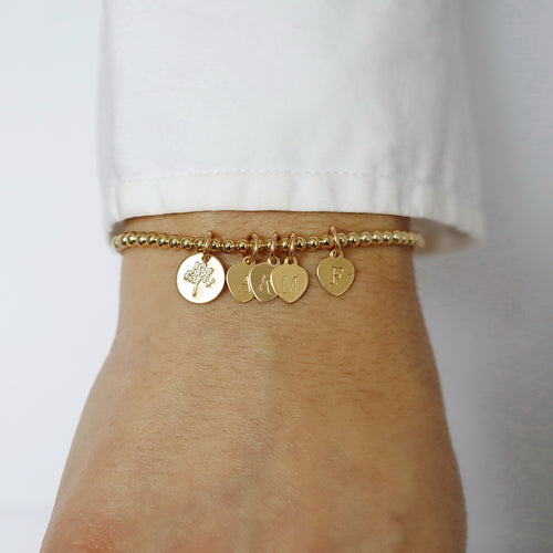 Tree of Life Charm Bracelet •14K Gold Filled Heart Charm Bracelet • B331