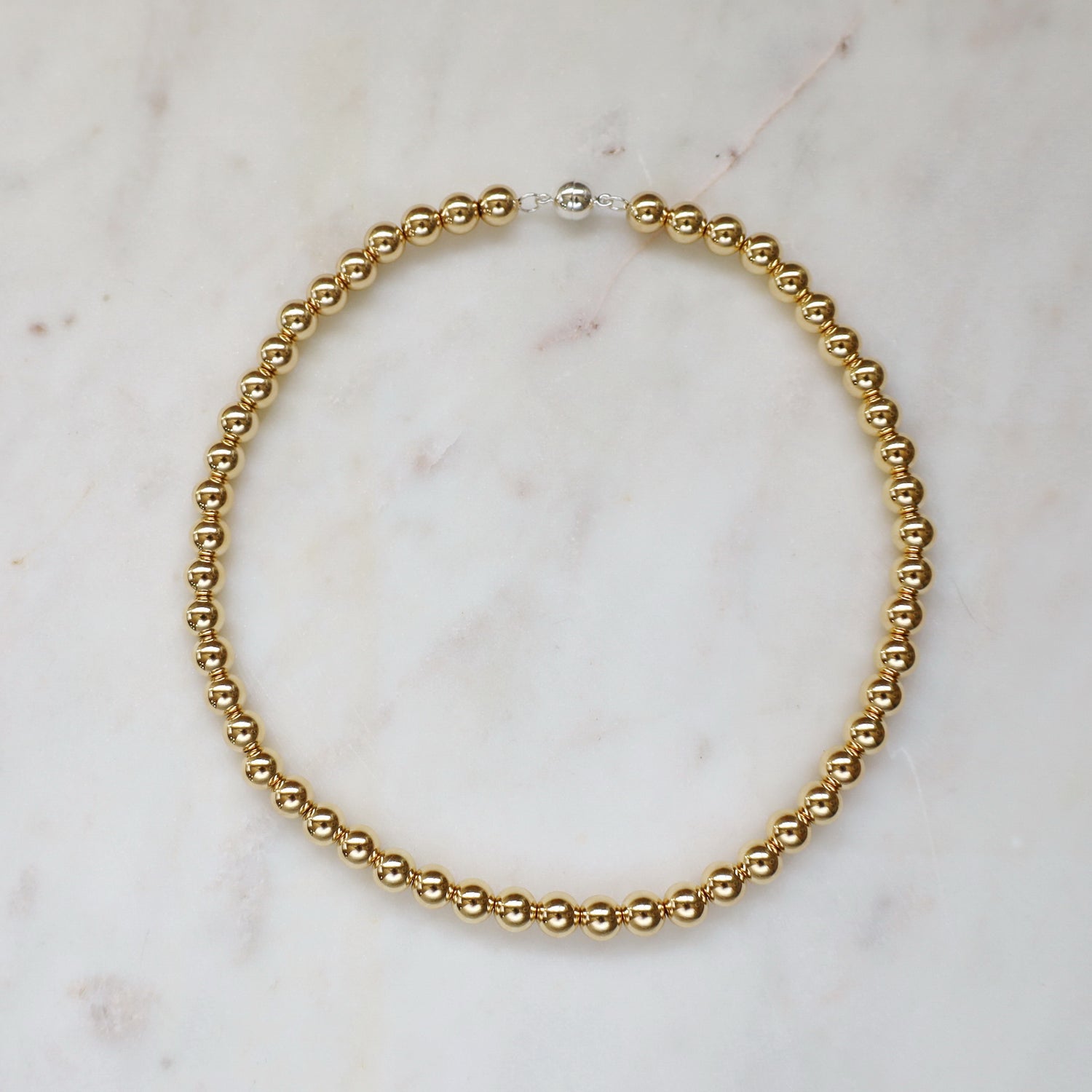 8mm Gold Beaded Magnetic Closure Necklace • B414