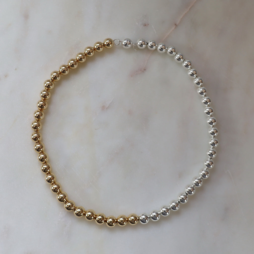 8mm Gold Beaded Magnetic Closure Necklace • B414