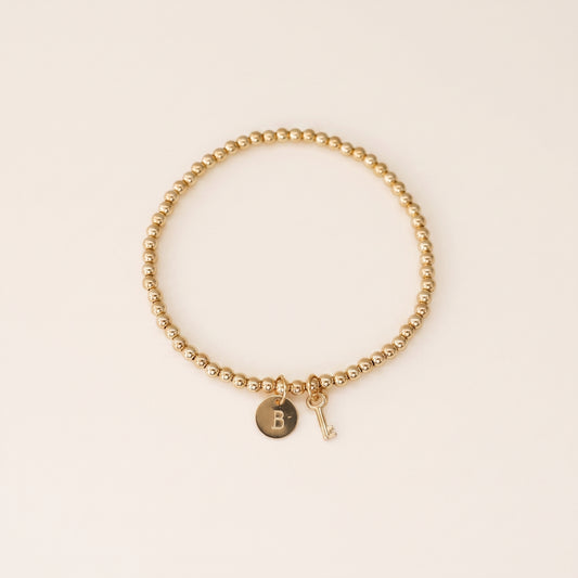 14K Solid Gold Key Charm Bracelet