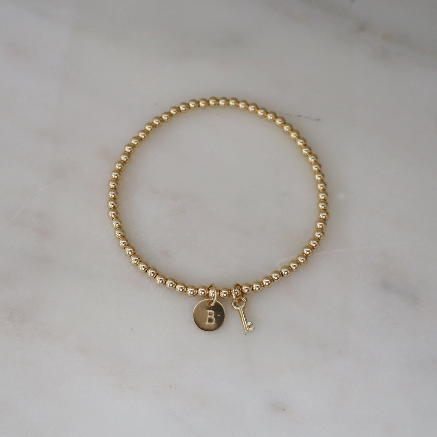 14K Gold Key Charm Bracelet • B435