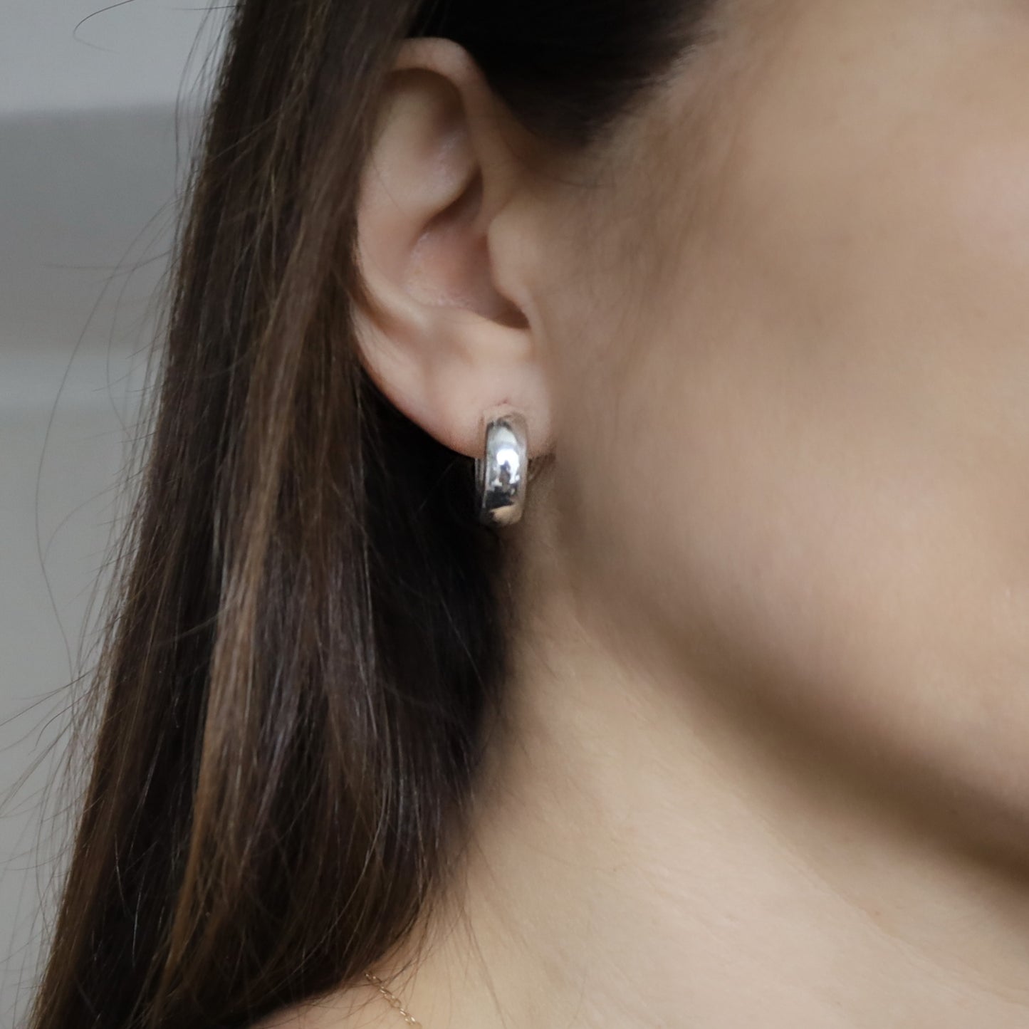 Silver Chunky Medium Huggie Hoops • B438