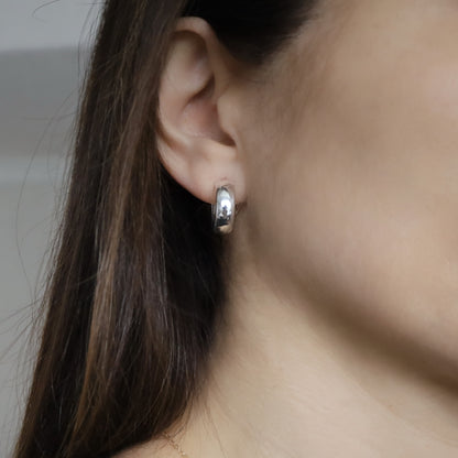 Silver Chunky Medium Huggie Hoops • B438