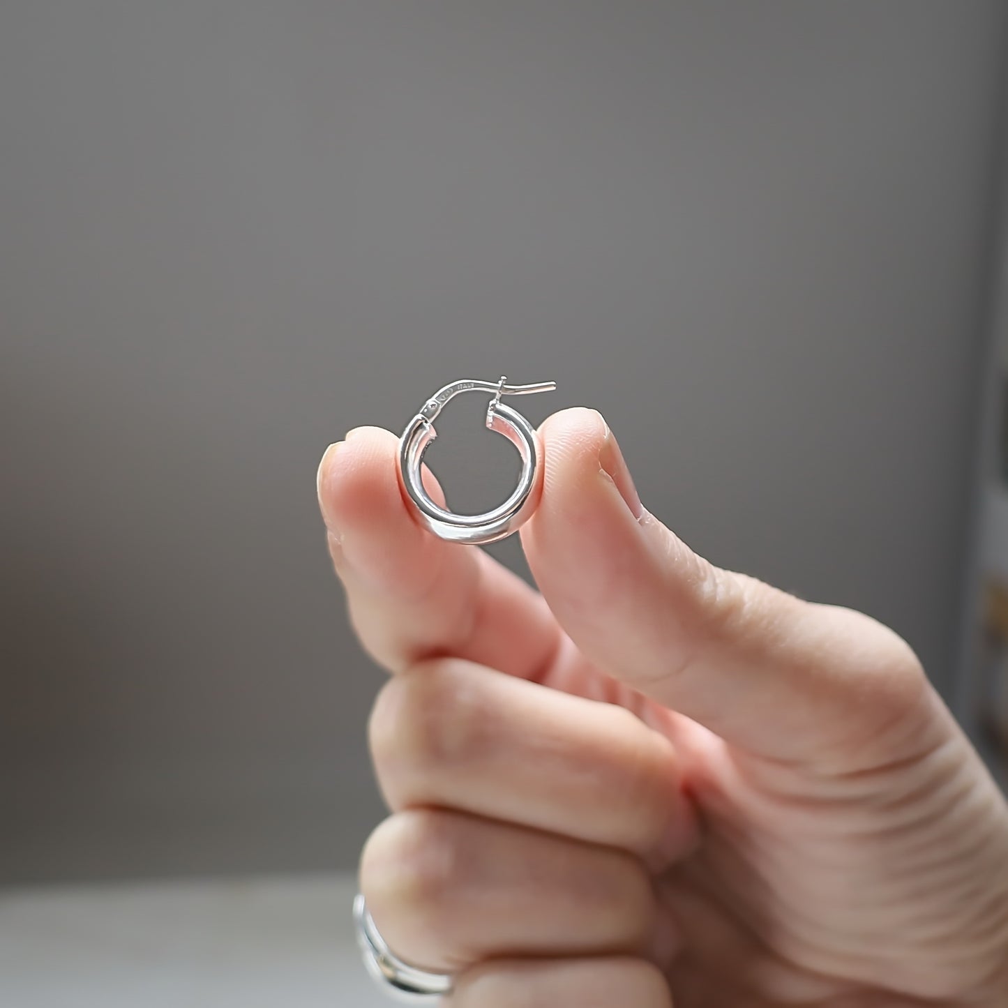 Silver Chunky Medium Huggie Hoops • B438