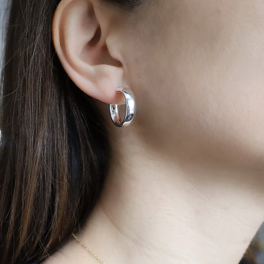 Silver Chunky Huggie Hoops • B439