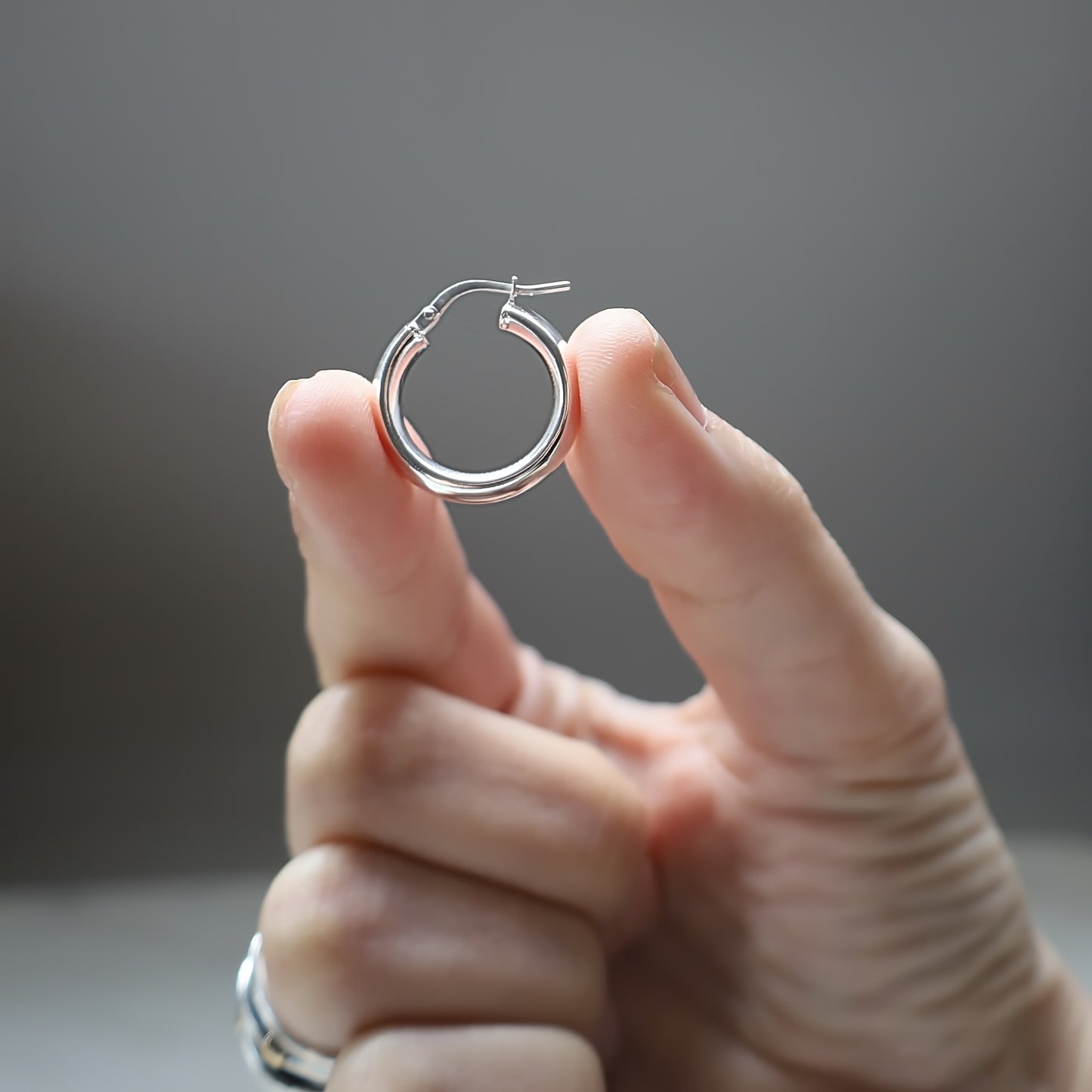 Silver Chunky Huggie Hoops • B439