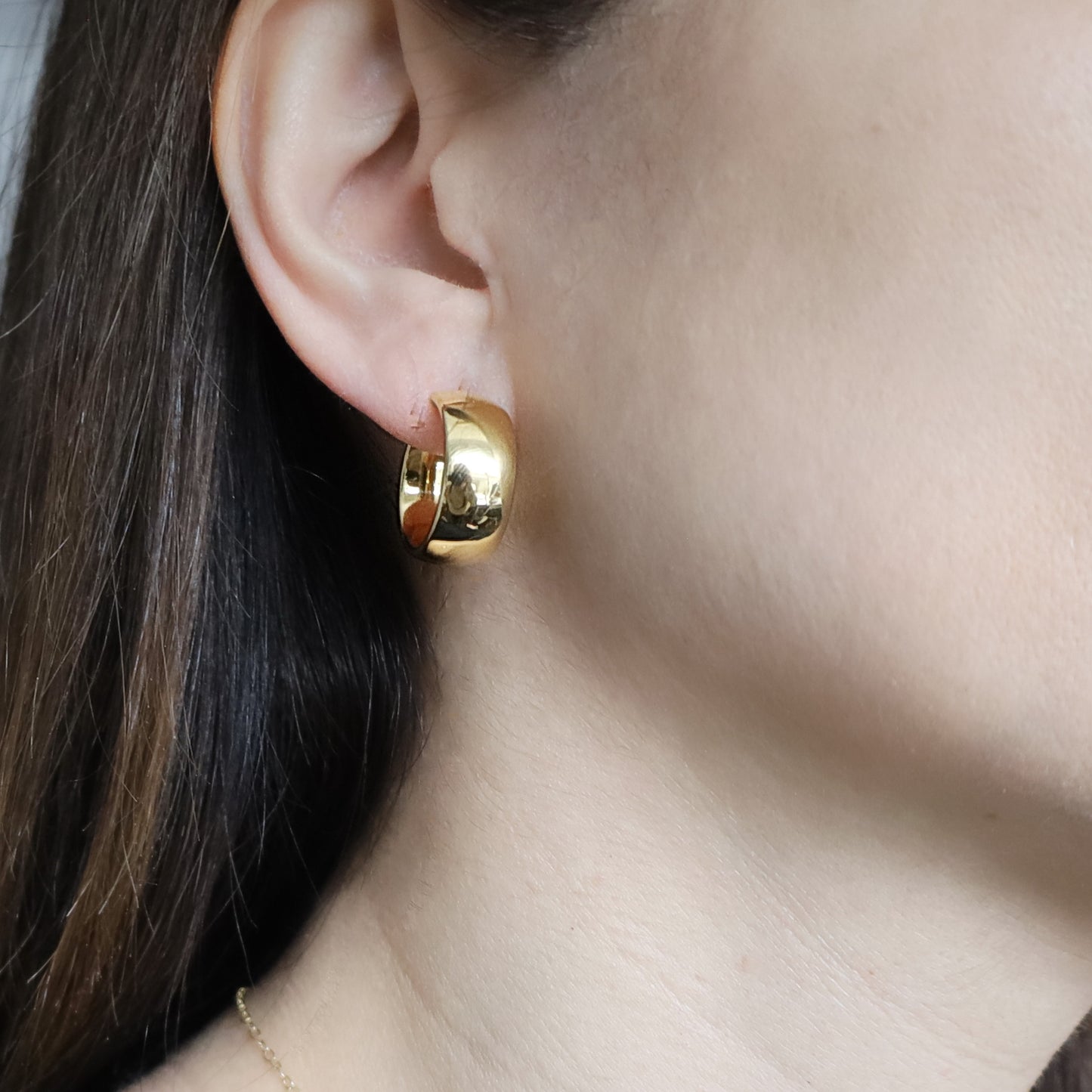 Gold Chunky Huggie Hoops • B441