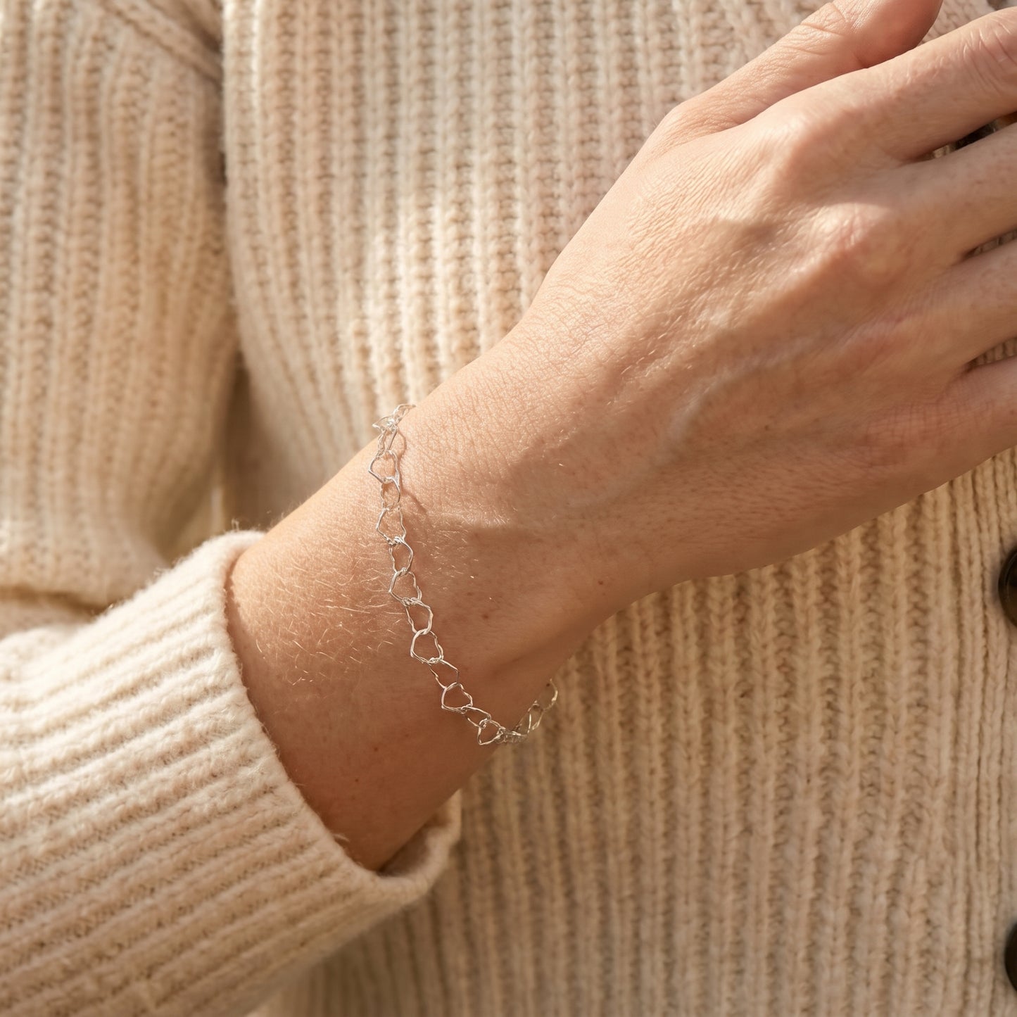 Silver Heart Chain Bracelet • B442