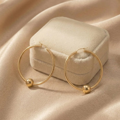 Large Hoops with Floating Bead • B444