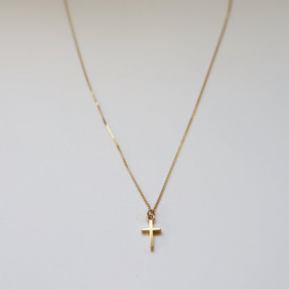 14K Solid Gold Cross Necklace