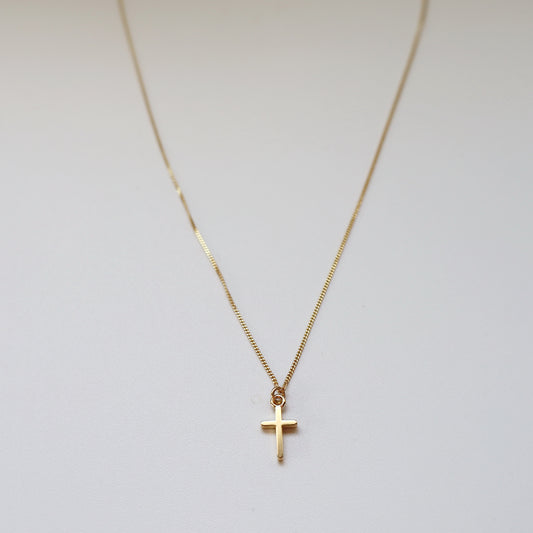 14K Solid Gold Cross Necklace