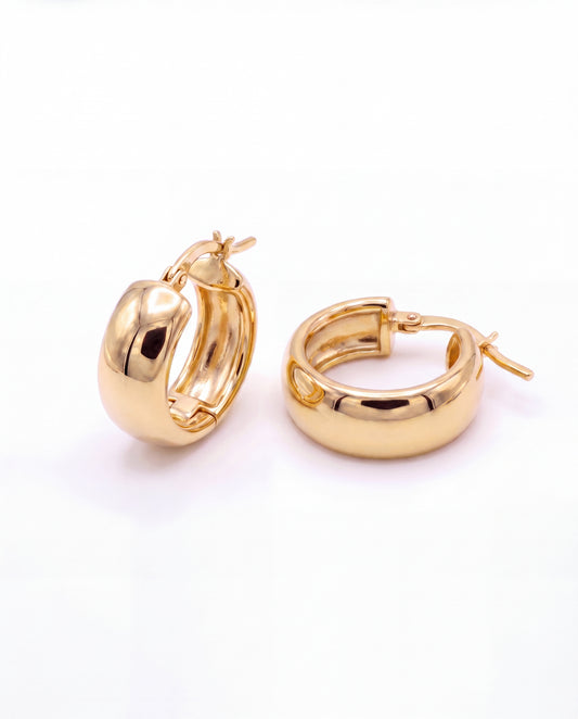 Gold Chunky Medium Huggie Hoops • B440