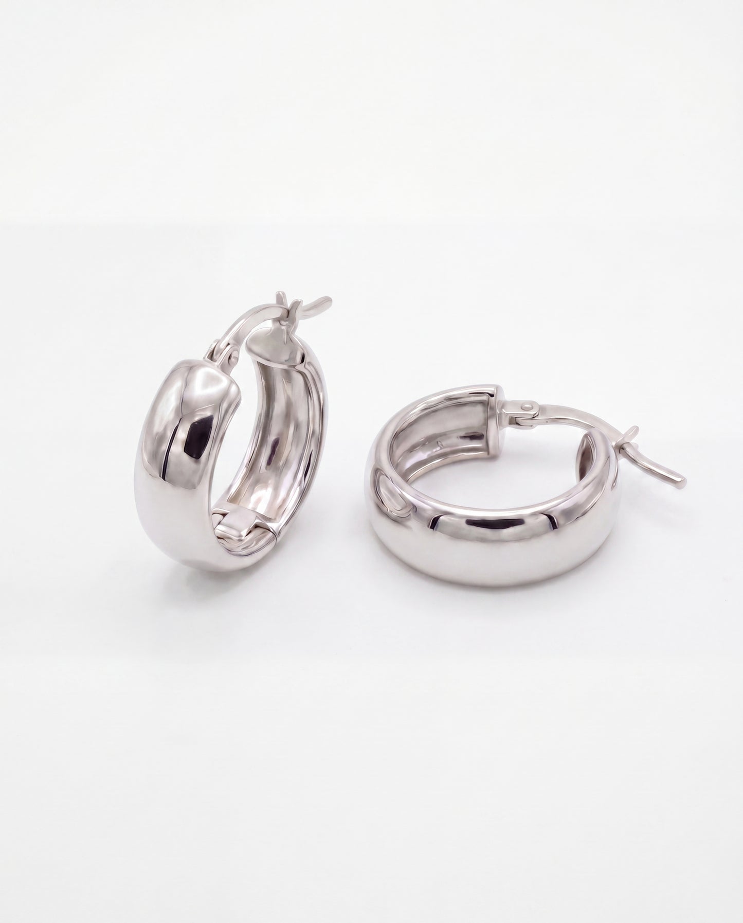 Silver Chunky Huggie Hoops • B439