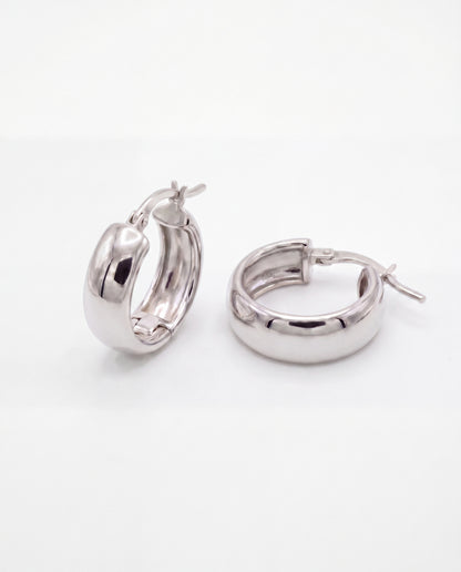 Silver Chunky Huggie Hoops • B439