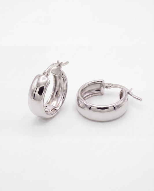 Silver Chunky Huggie Hoops • B439