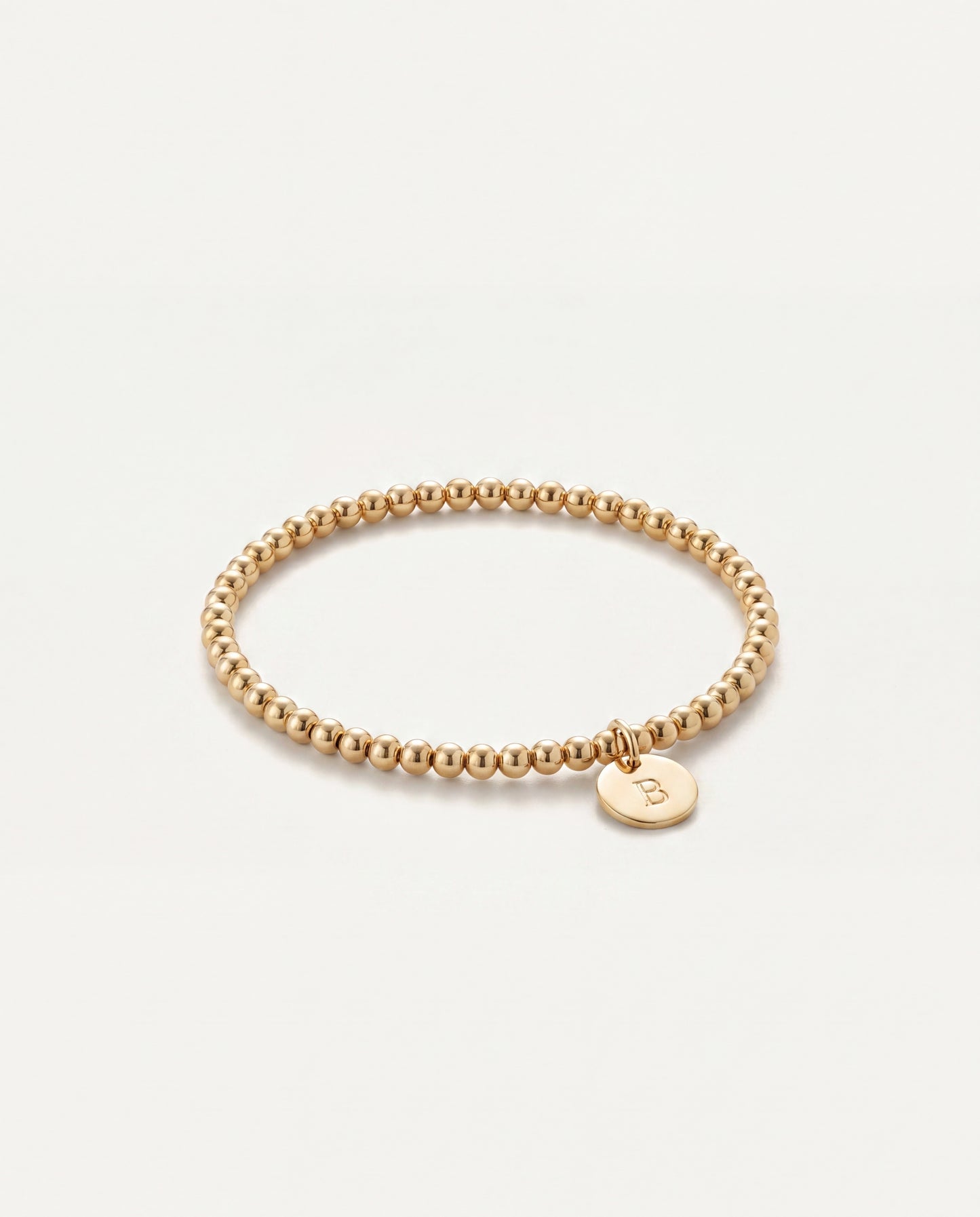 3mm Gold Beaded Initial Bracelet • B021