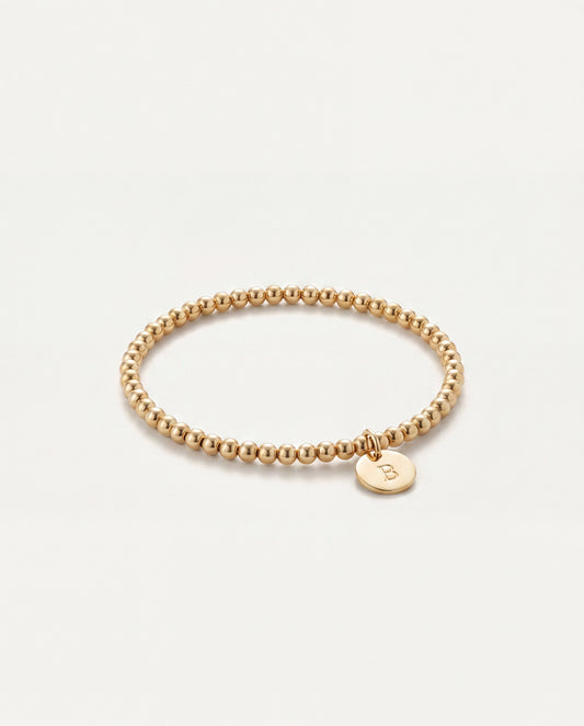 3mm Gold Beaded Initial Bracelet • B021