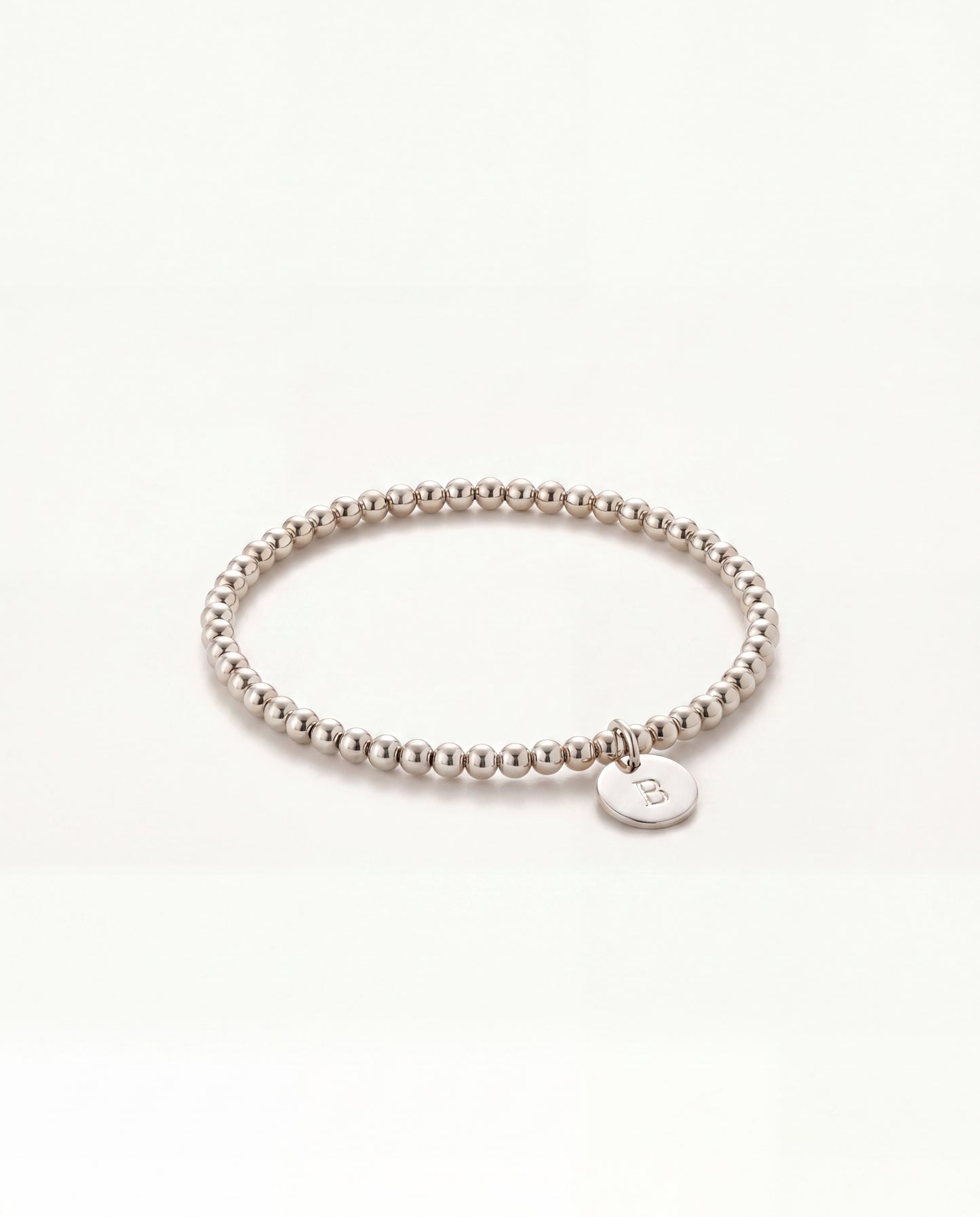 3mm Silver Beaded Initial Bracelet • B021