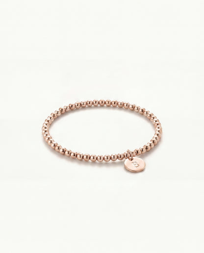3mm Rose Gold Beaded Initial Bracelet