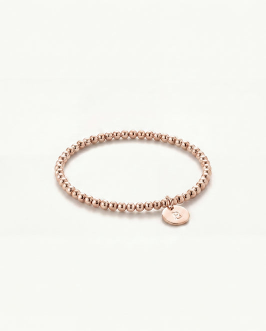 3mm Rose Gold Beaded Initial Bracelet • B021