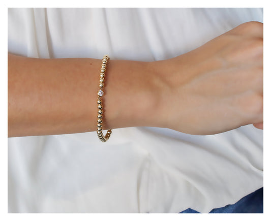 Gold CZ Beaded Bracelet