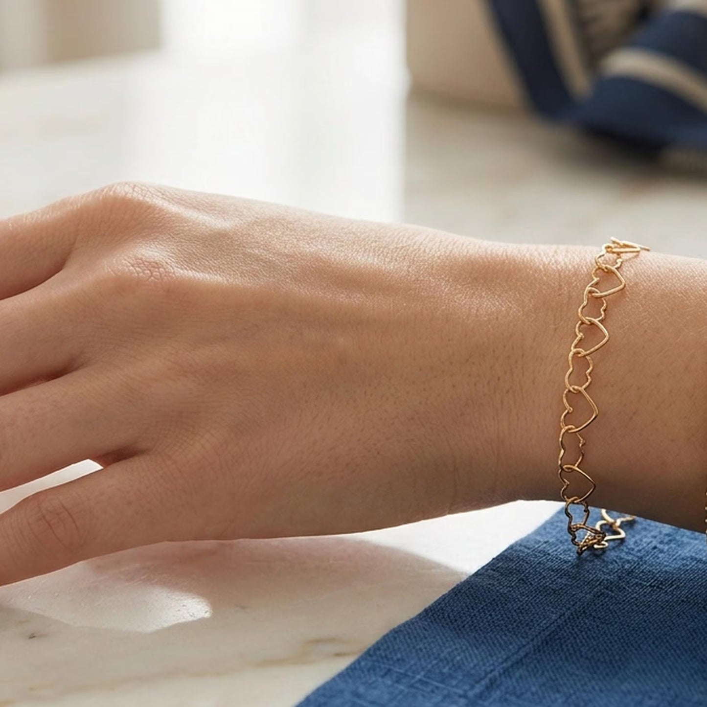 Gold Heart Chain Bracelet • B442