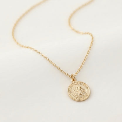 Gold St. Christopher Charm Necklace