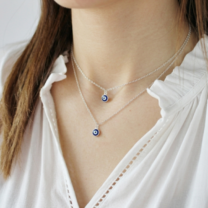 Silver Evil Eye Necklace Set