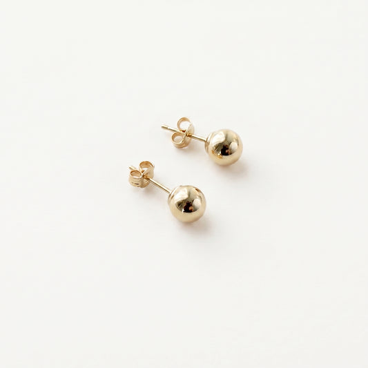 6mm 14K Gold ball earrings