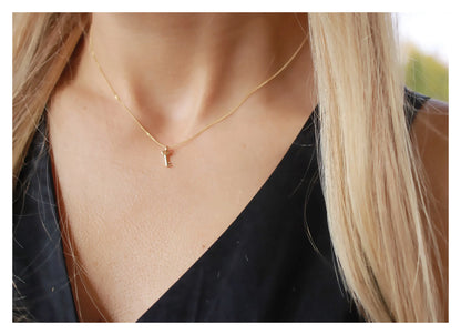 14K Solid Gold Key Necklace • B270