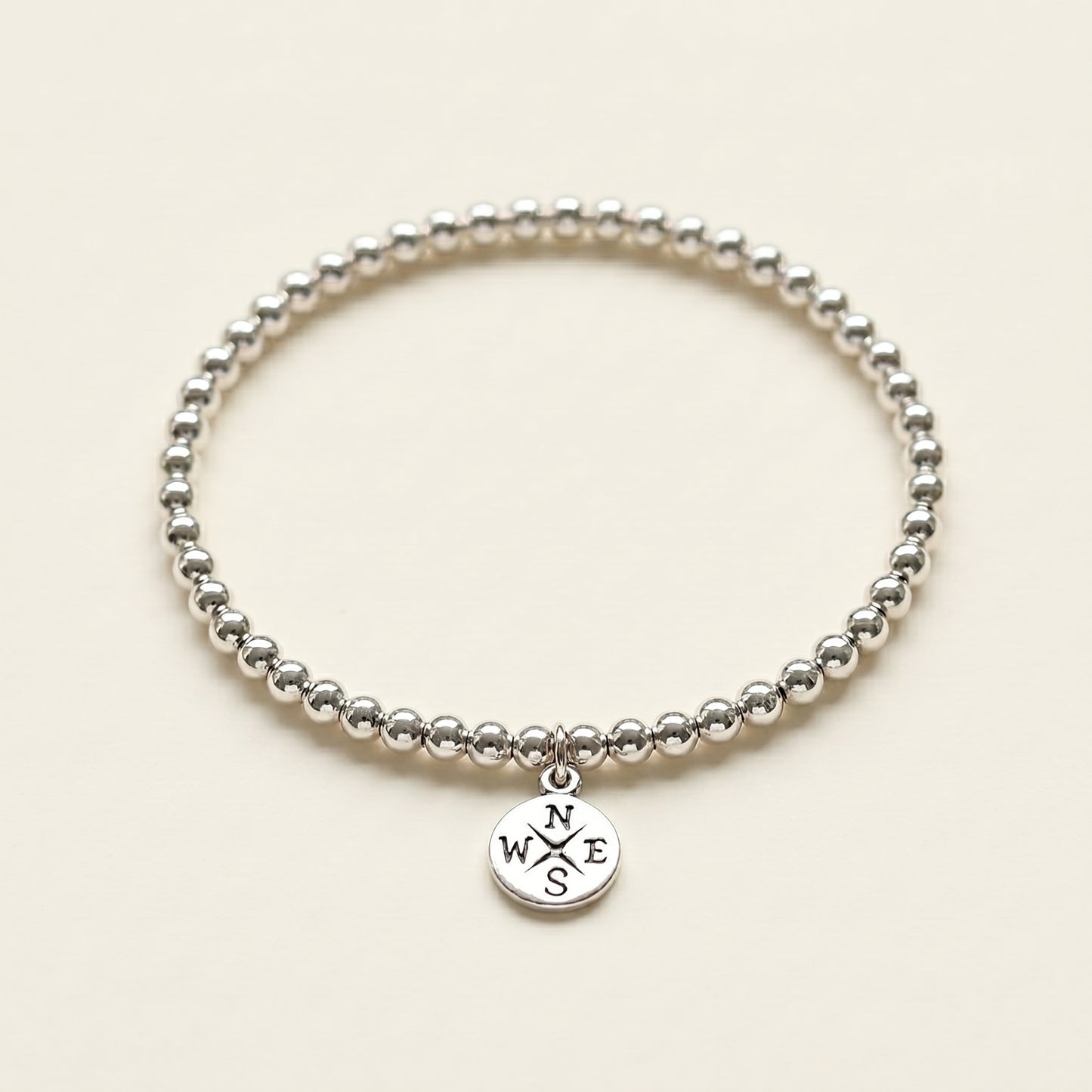 Sterling Silver Compass Charm Bracelet Set