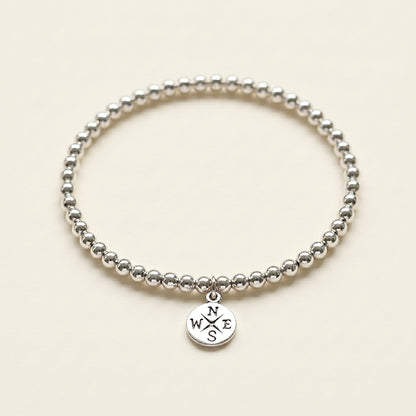 Sterling Silver Compass Charm Bracelet Set