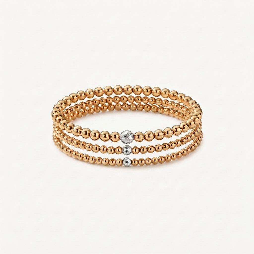 Gold Diamond Cut Beaded Bracelet