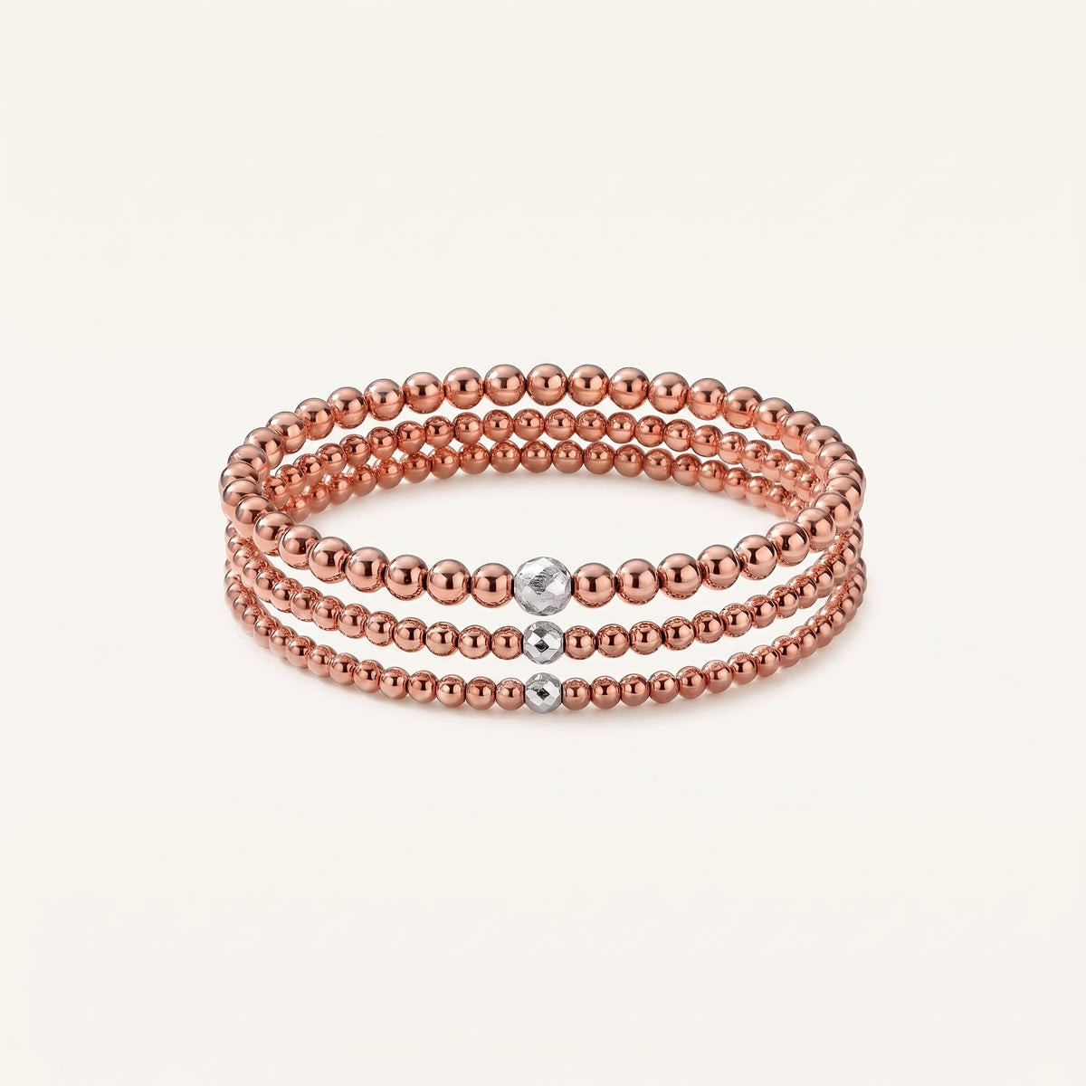 Rose Gold Diamond Cut Beaded Bracelet