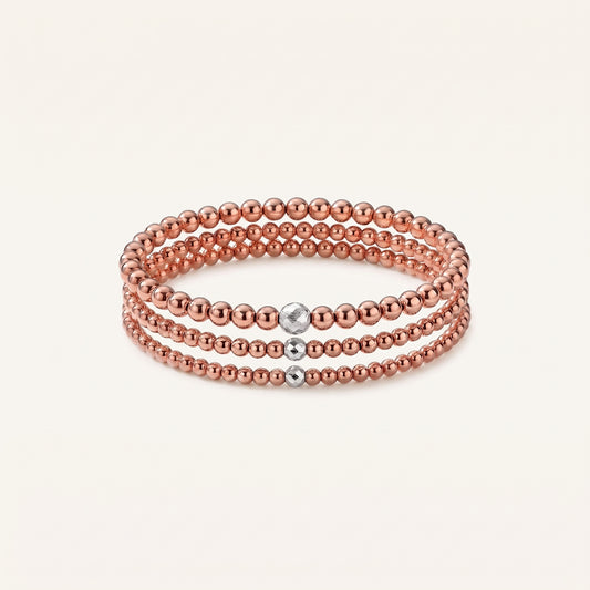 Rose Gold Diamond Cut Beaded Bracelet