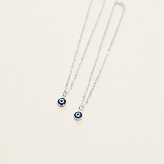 Silver Evil Eye Necklace Set
