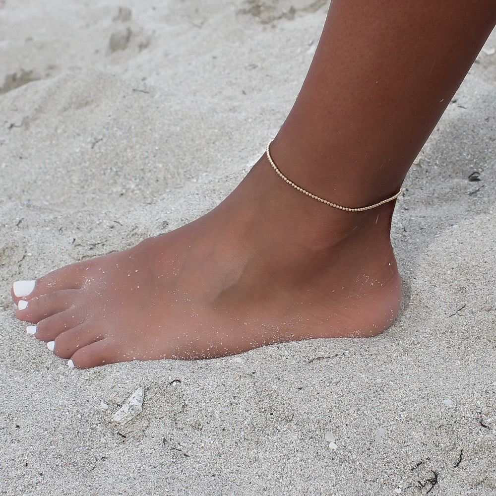 Gold Bead Anklet & Silver Bead Anklet