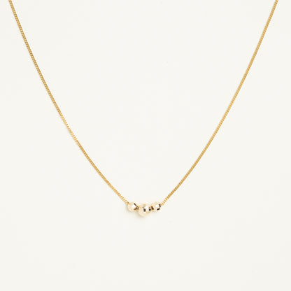 14K Solid Gold 3 Diamond Cut Bead Necklace • B315