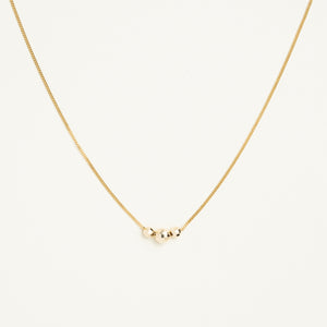 14K Solid Gold 3 Diamond Cut Bead Necklace • B315