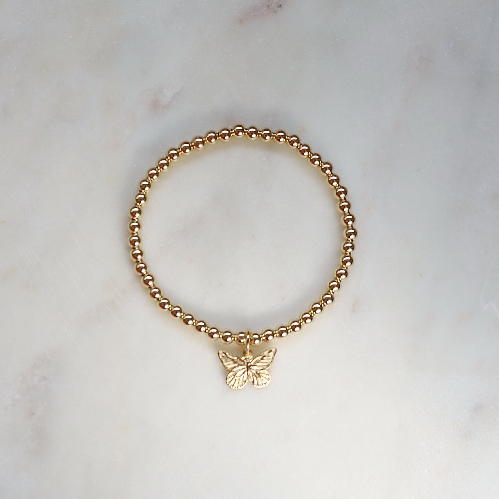 14K Gold Filled Butterfly Beaded Bracelet • B320