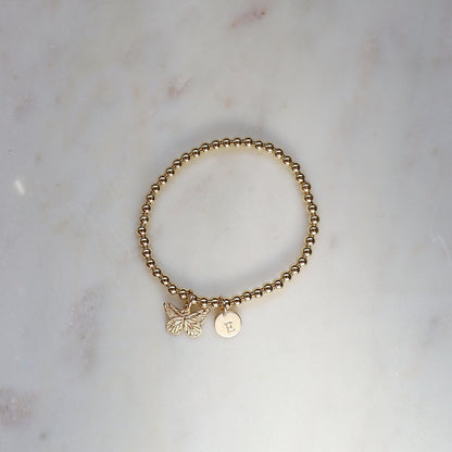 14K Gold Filled Butterfly Beaded Bracelet • B320
