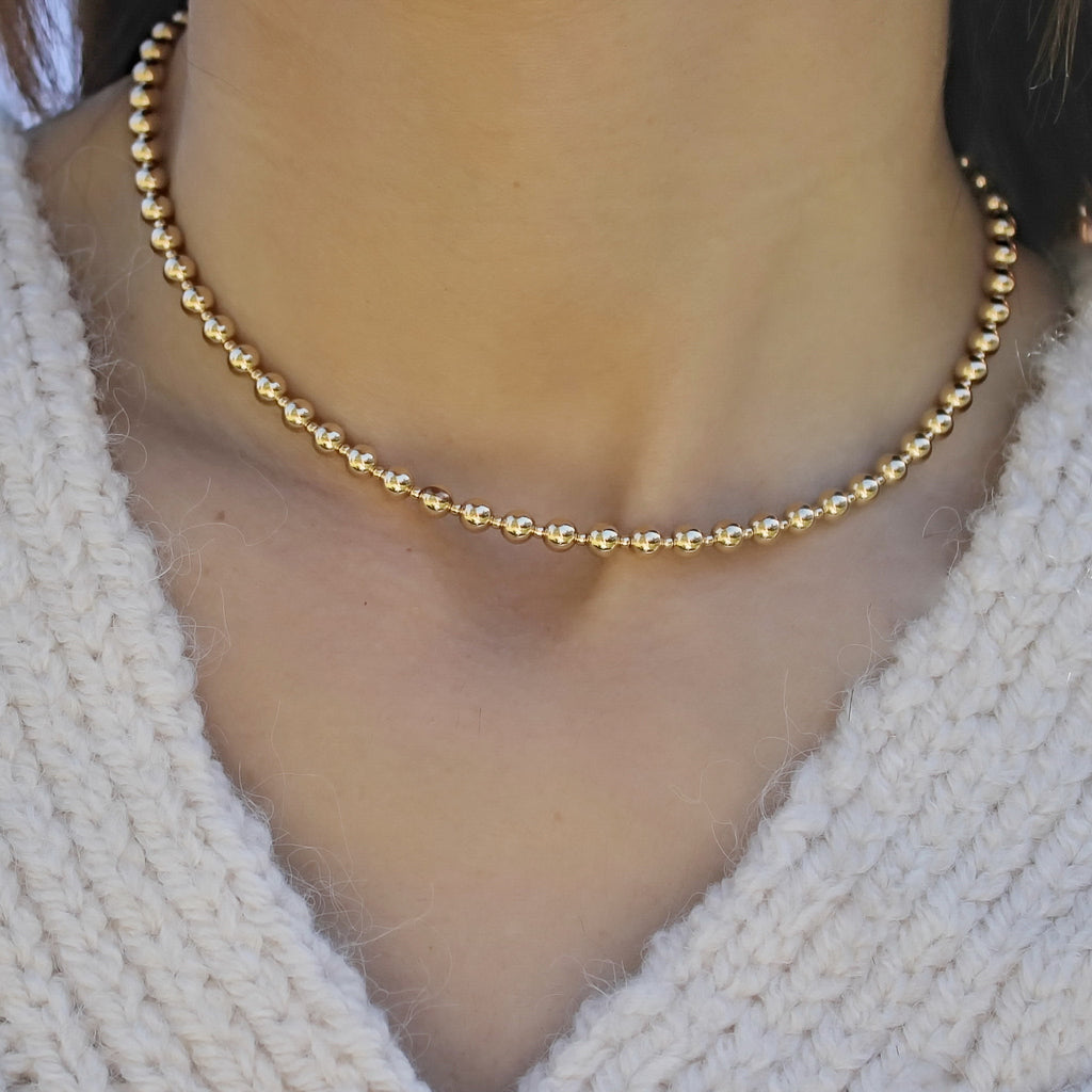 5mm Gold Beaded Necklace